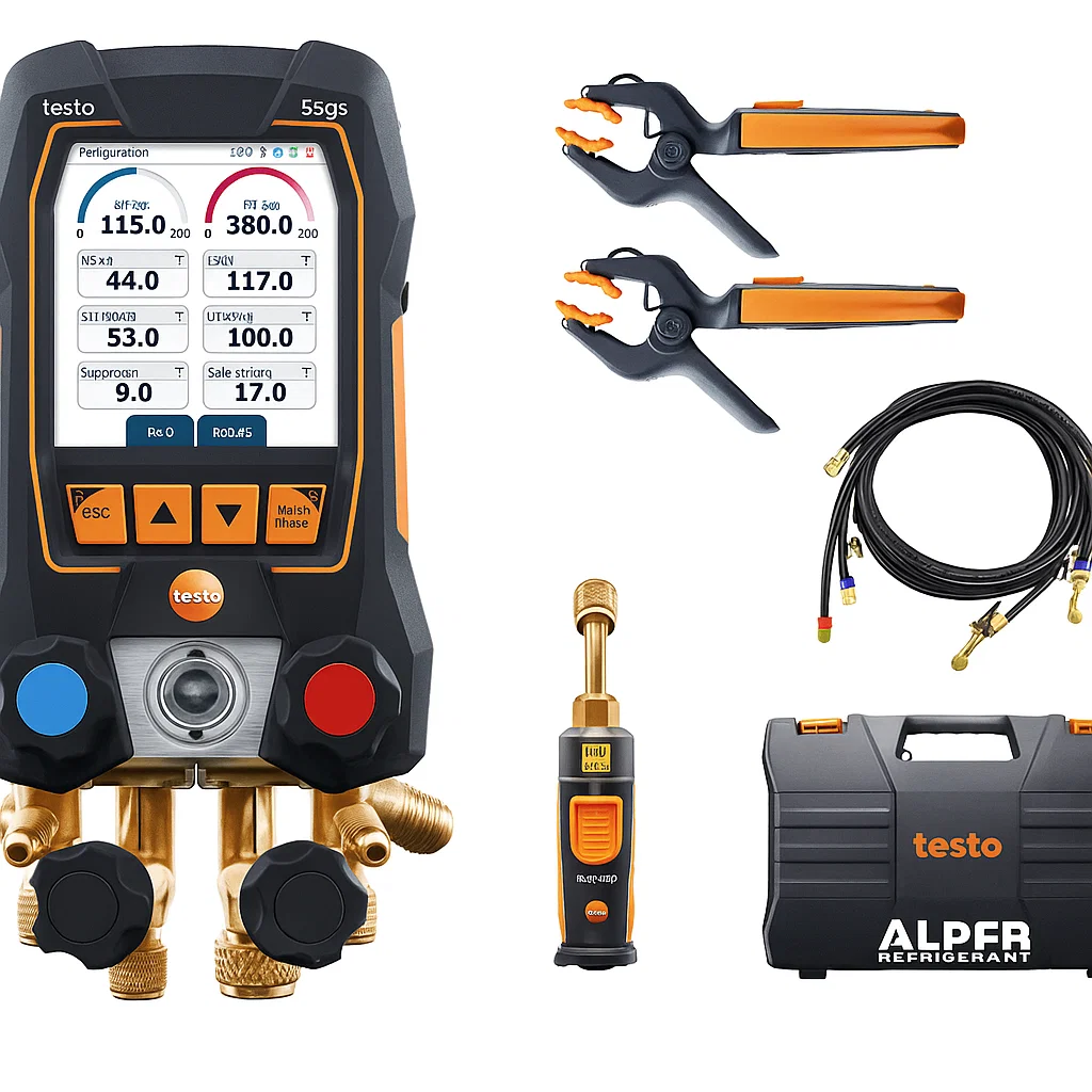 SOV Testo 558s Smart Digital Manifold Kit with Hoses & Probes | HVAC Wireless Gauge Set (0564 5583 01)